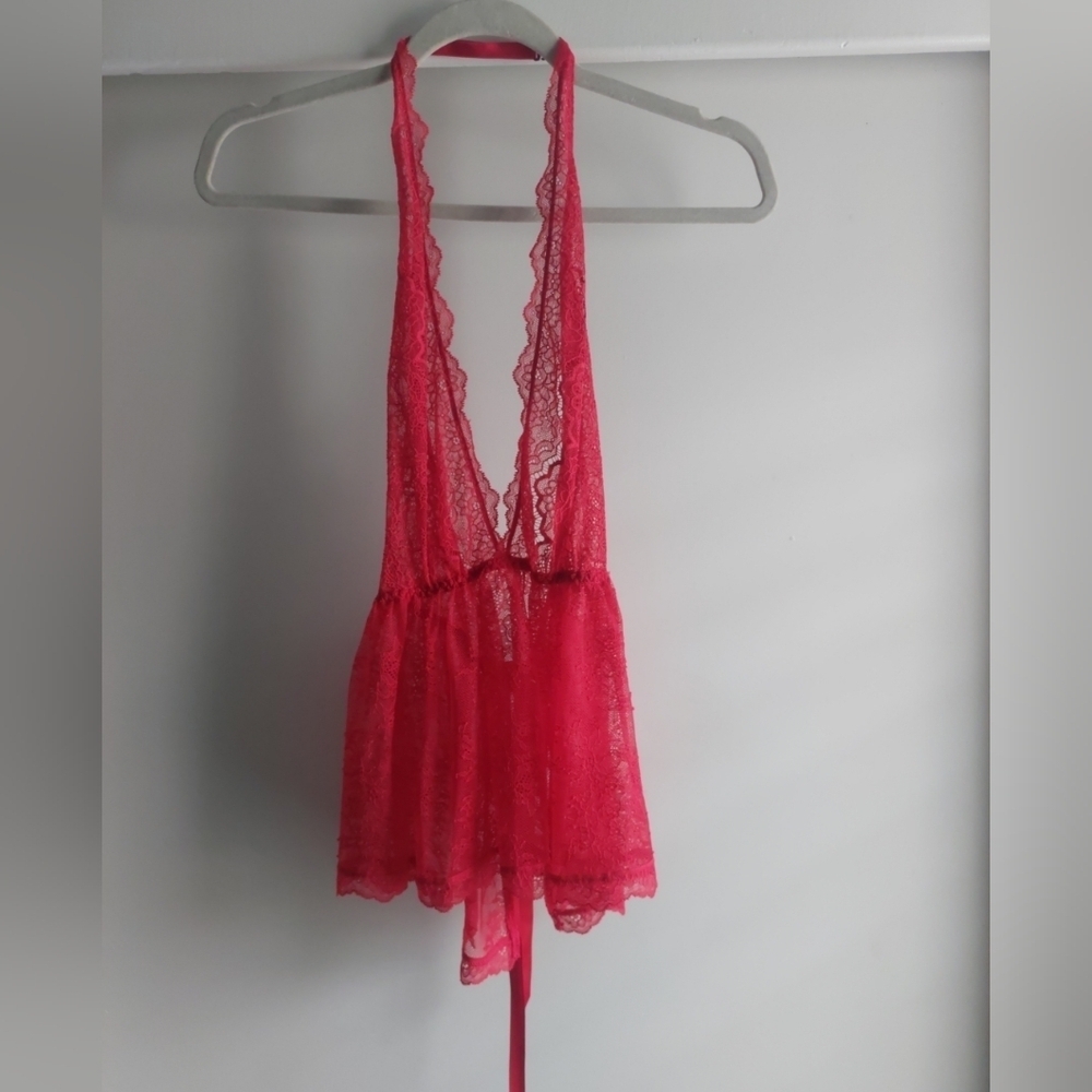 Vintage Victoria's Secret Y2K 90s Floral Lace Lingerie Red Small